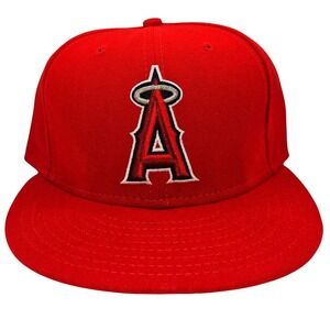 New Era 59FIFTY Los Angeles Angels Red Fitted Hat MLB Authentic Size 7 3/8